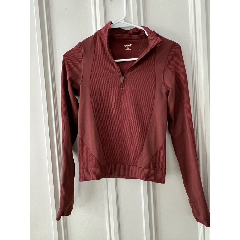 Old Navy rust brown athletic 1/4 zip long sleeve top XS